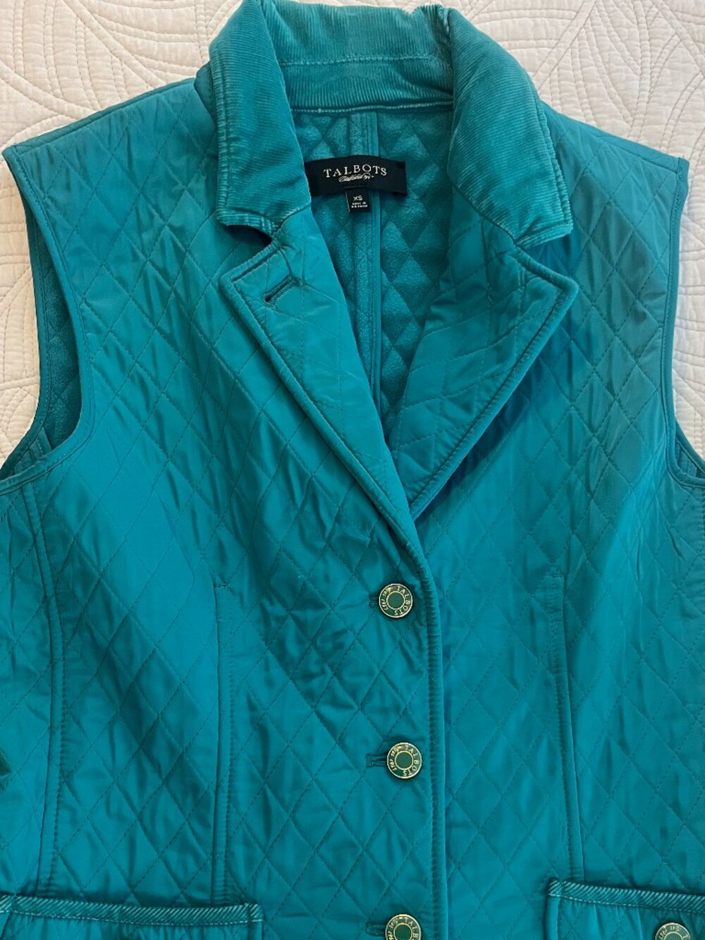 TALBOTS SZ XS QUILTED WARM BUTTON FRONT SLEEVELESS VEST